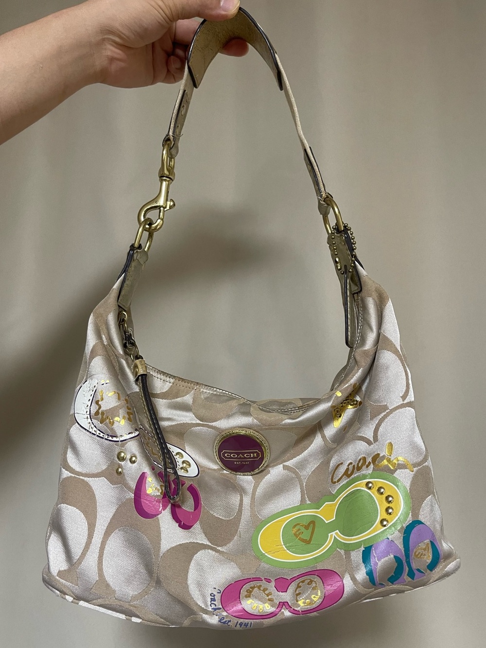 Vinatge Coach beige Signature CC Hobo Shoulder Multicolor Dooney Bourke bag